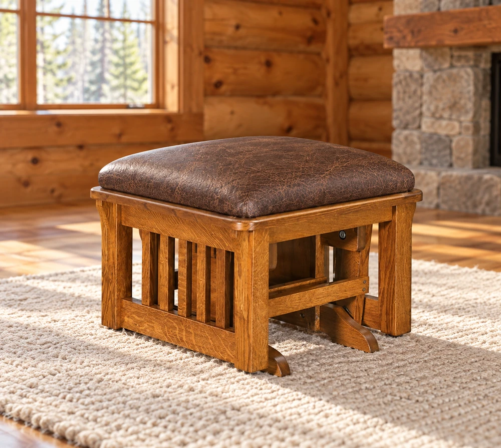 Walnut Hollow Slat Ottoman in a cabin