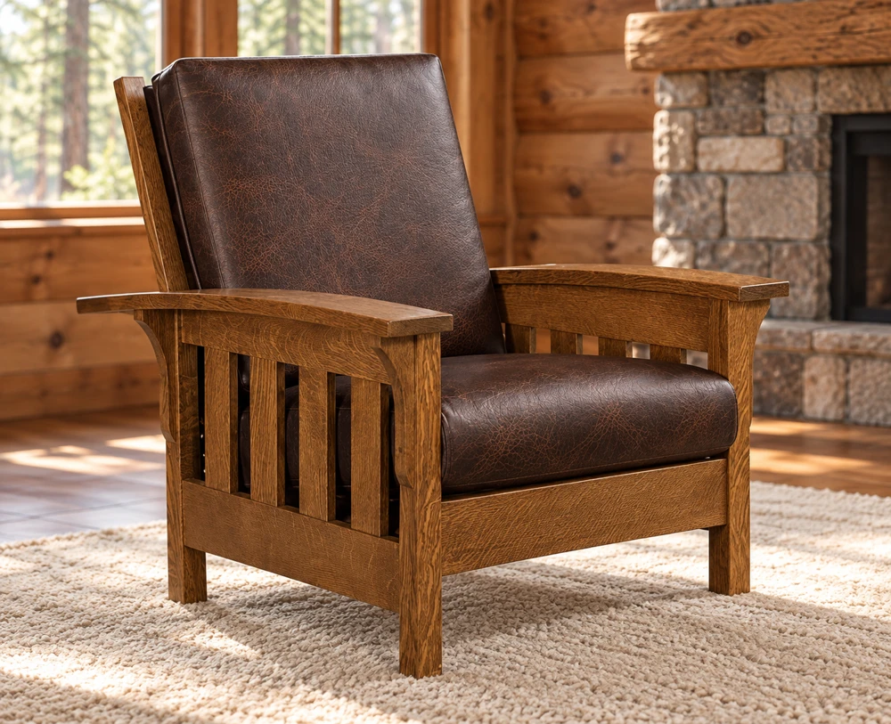 Walnut Hollow Slat Morris Chair in a cabin