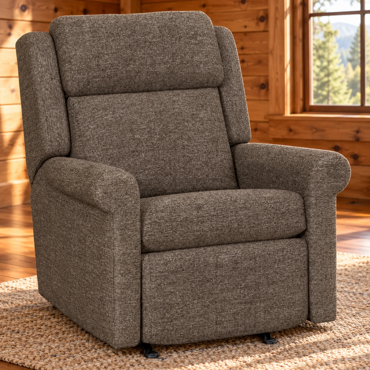 Maple Brook Rocker Recliner in a cabin living room