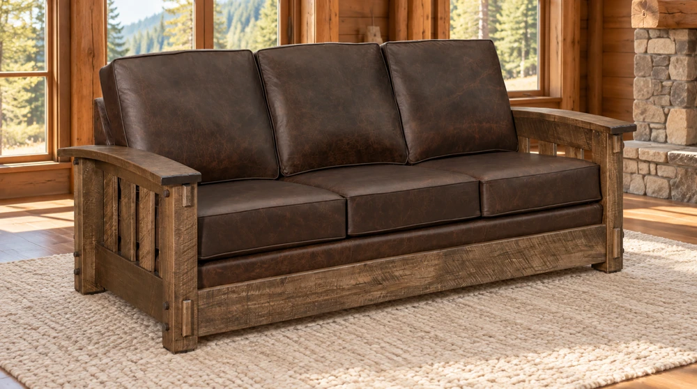 Ridge Haven Deluxe Sofa in a cabin