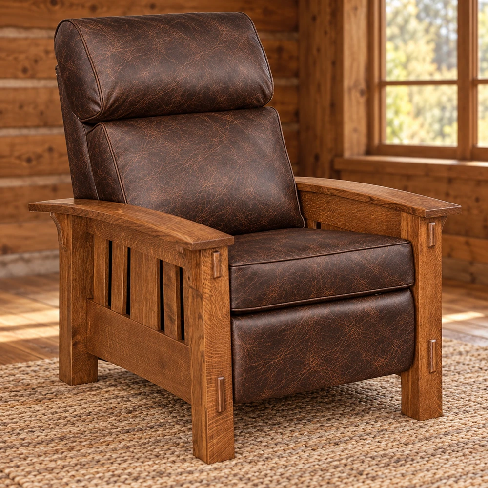 Canyon Forge Inset-Panel Recliner in a cabin