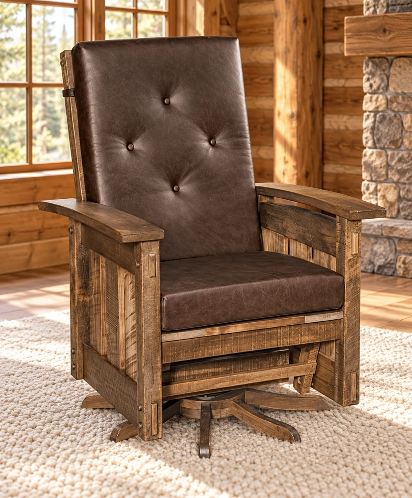 Ridge Haven Rail-Side Glider Swivel in a cabin