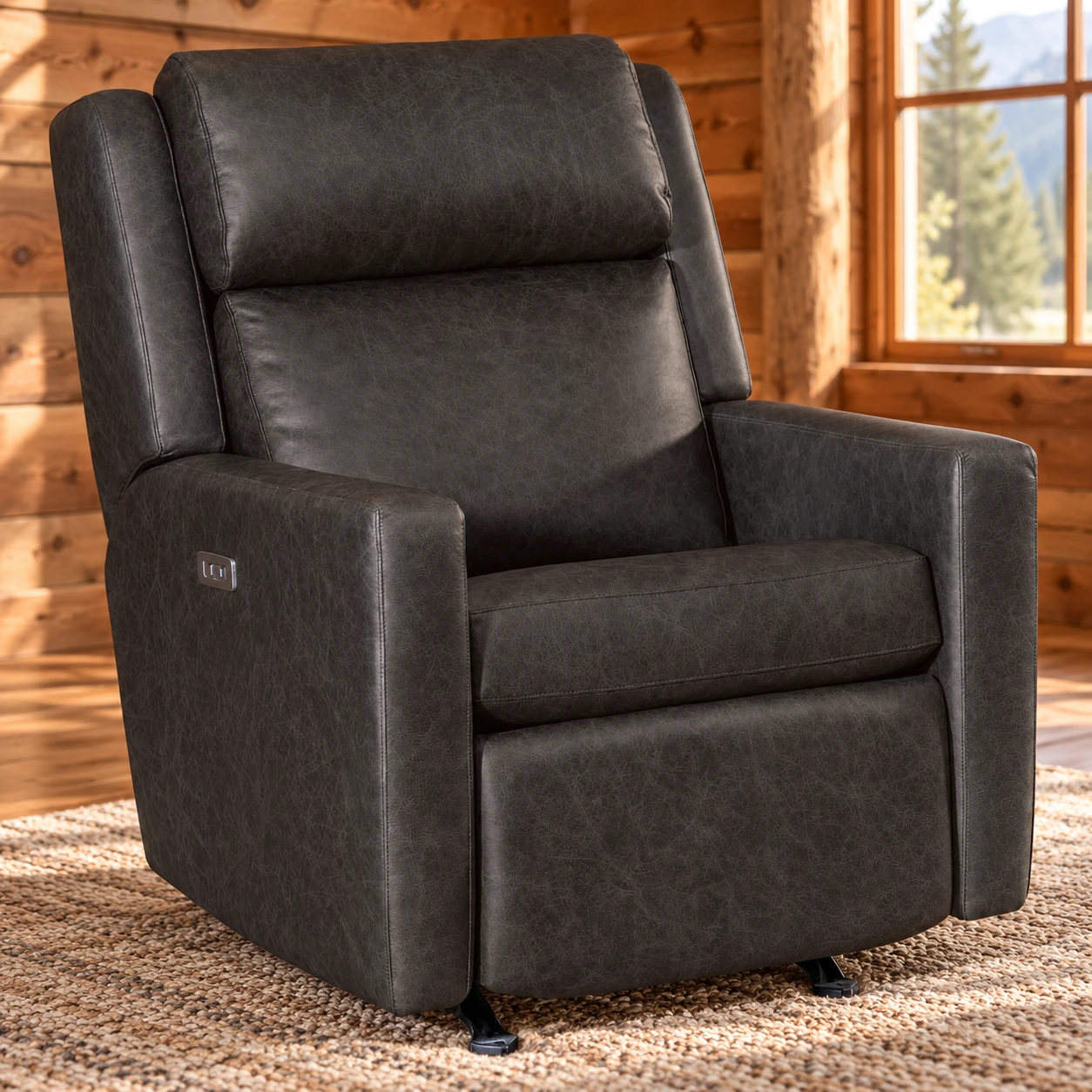 Willow Vale Rocker Recliner in a cabin living room