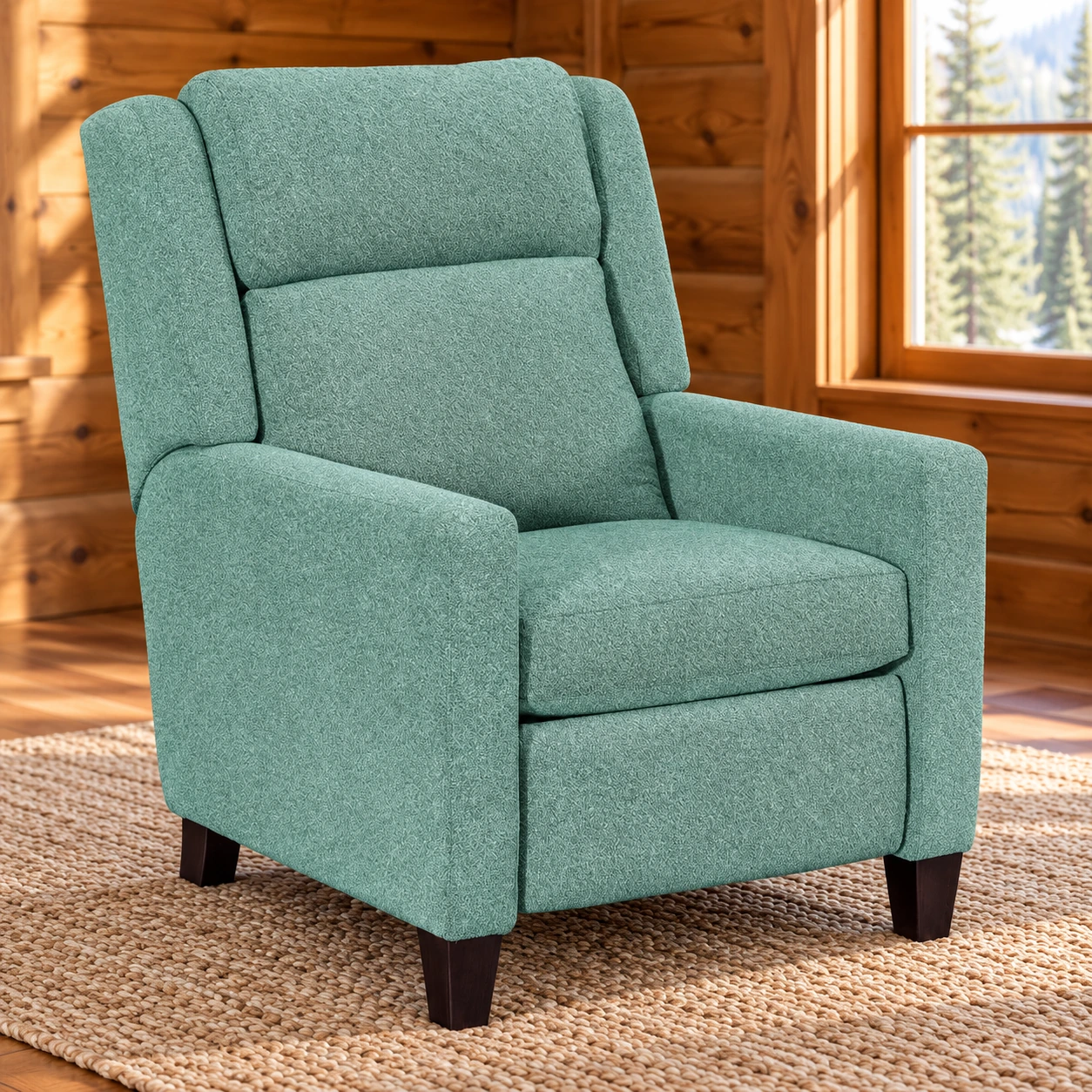 Willow Vale Upholstered Recliner in a cabin living room