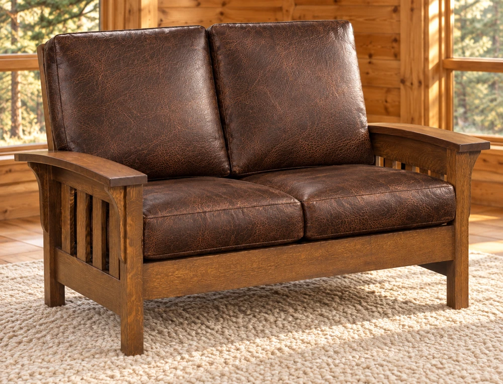 Walnut Hollow Loveseat in a cabin