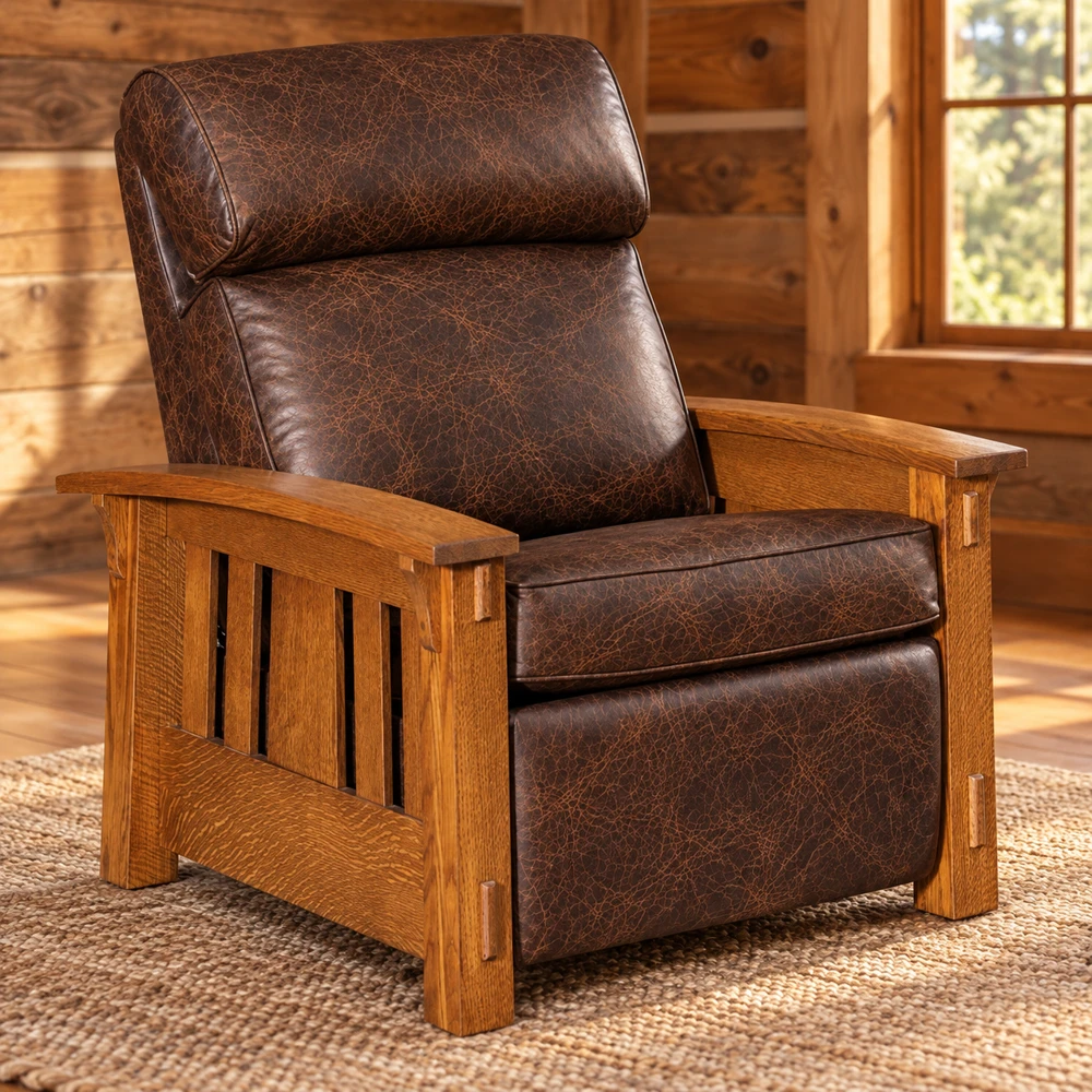 Canyon Forge Inset-Panel Wall-Hugger Chair Recliner in a cabin