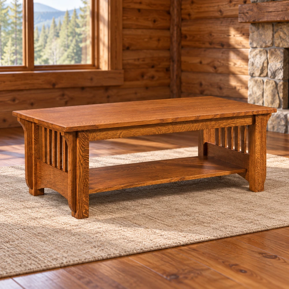 Trailmark 48-Inch Rectangular Coffee Table in a cabin