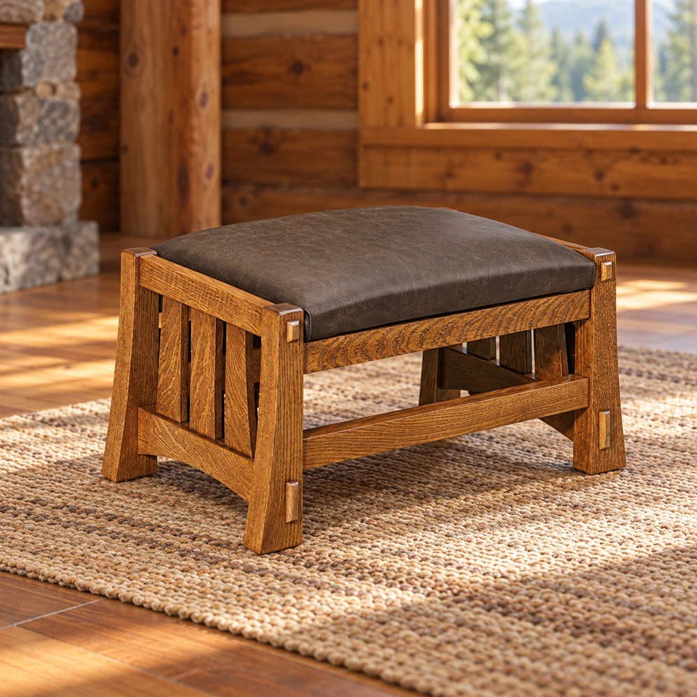 Fern Terrace Footstool in a cabin
