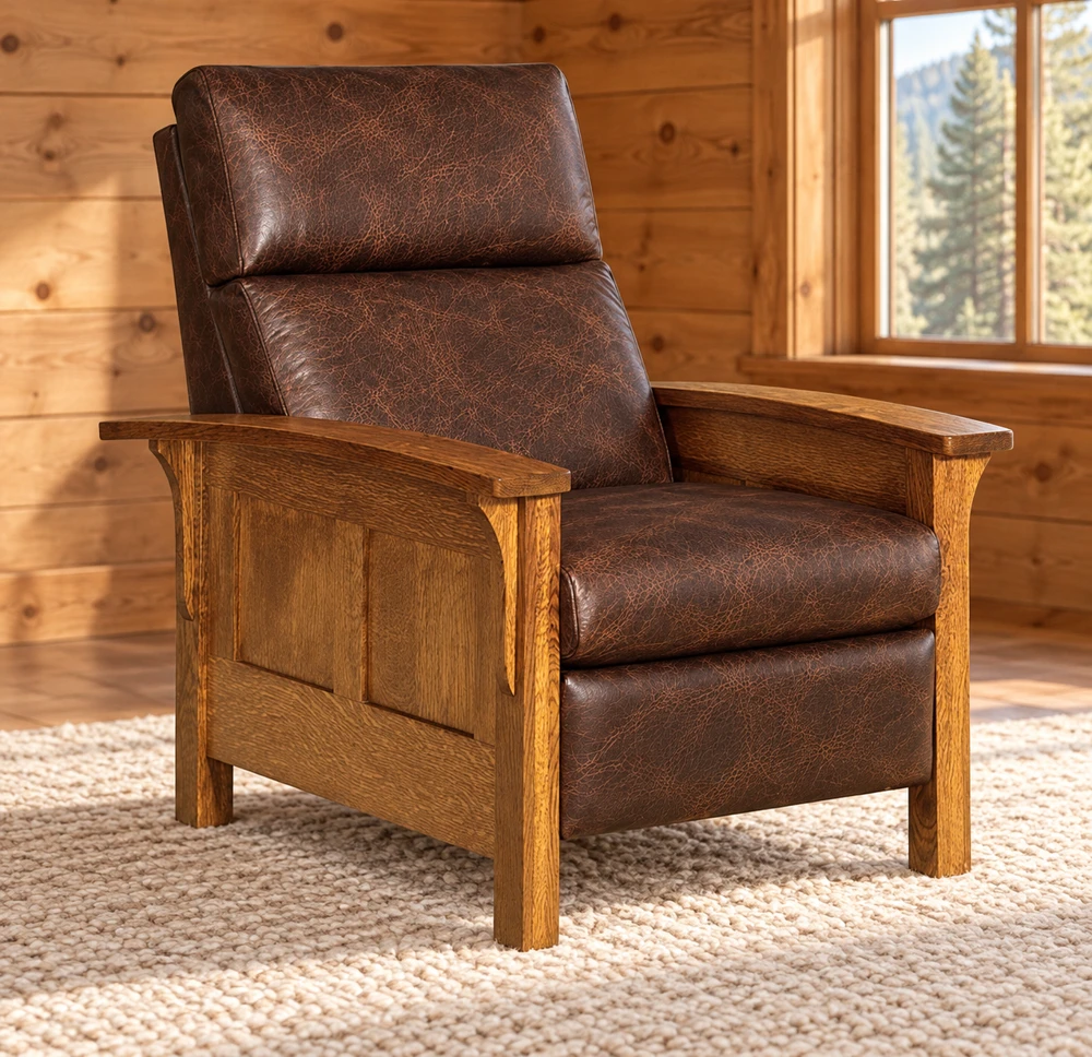 Cedar Landing Panel Recliner in a cabin