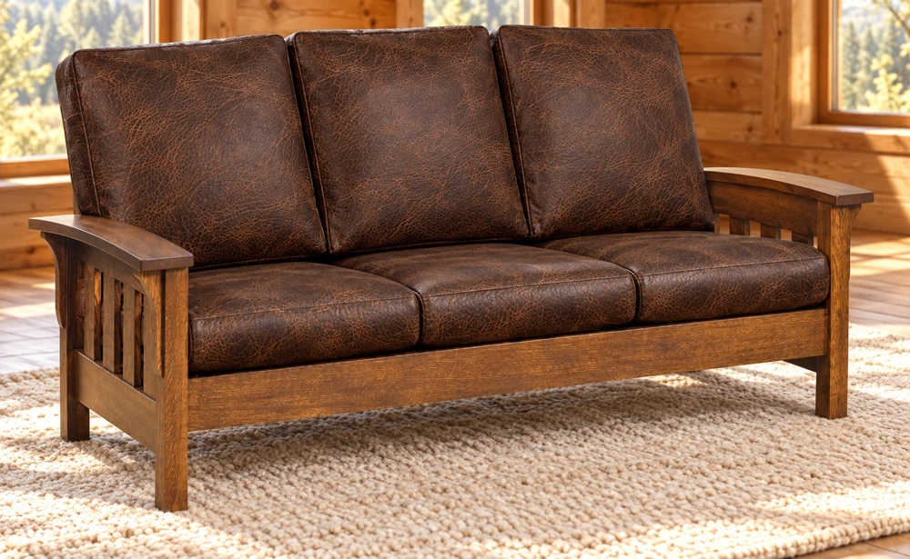 Walnut Hollow Sofa in a cabin