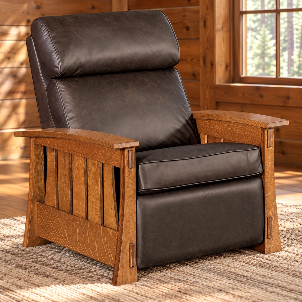 Fern Terrace Inset-Panel Wall-Hugger Chair Recliner in a cabin