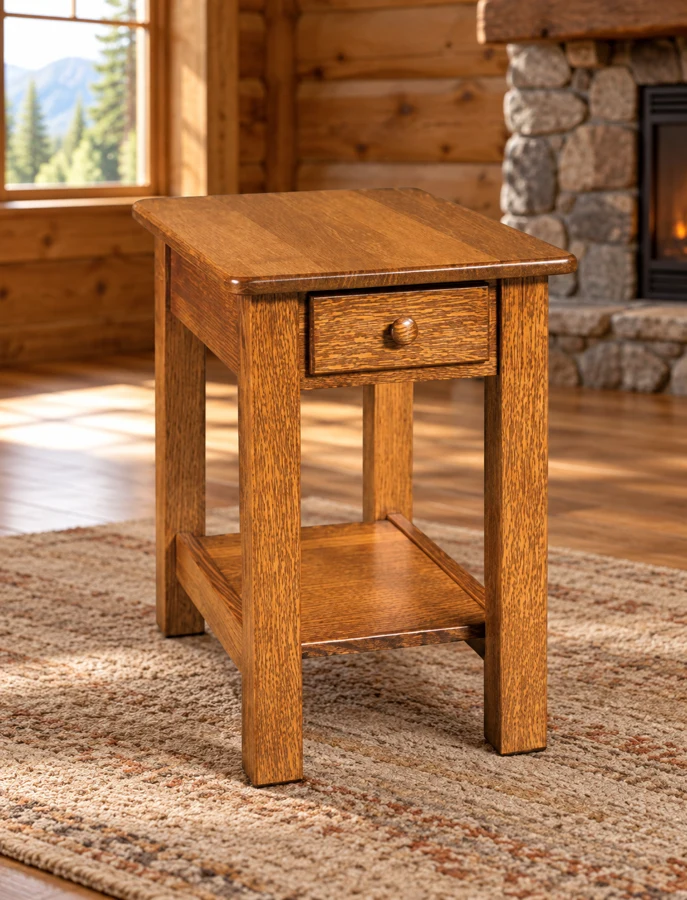 Millstone Run 16-Inch Drawer End Table in a cabin