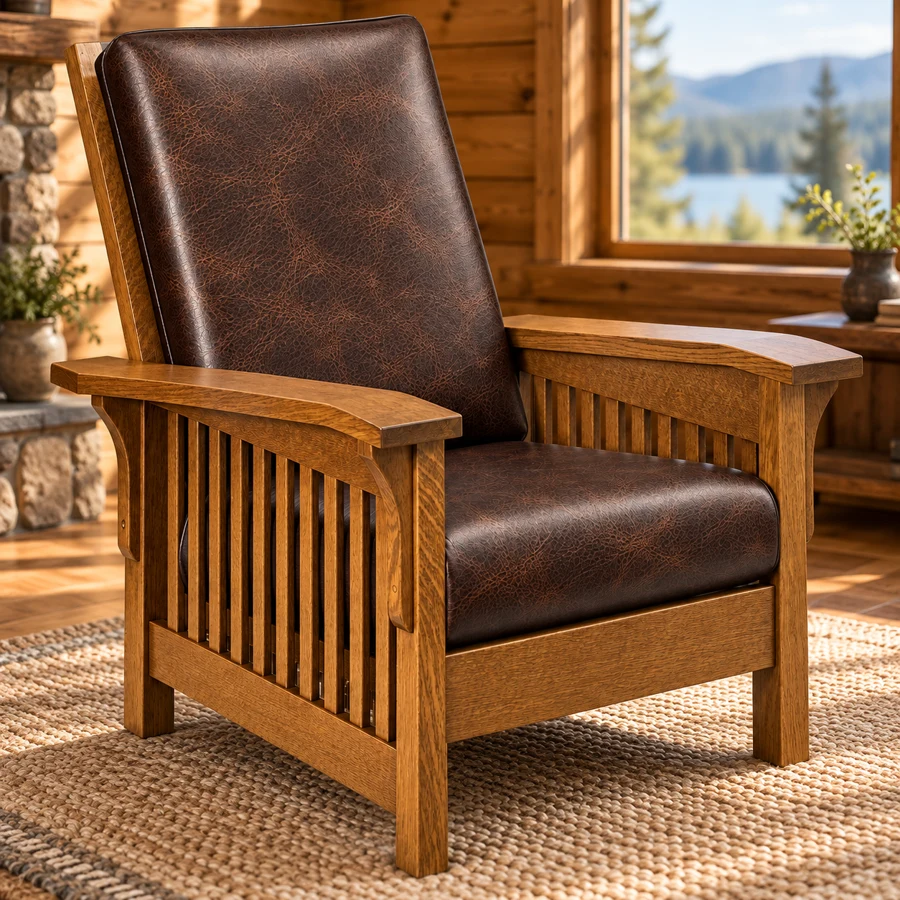 Spring Hollow Slat-Back Reclining Chair in a cabin
