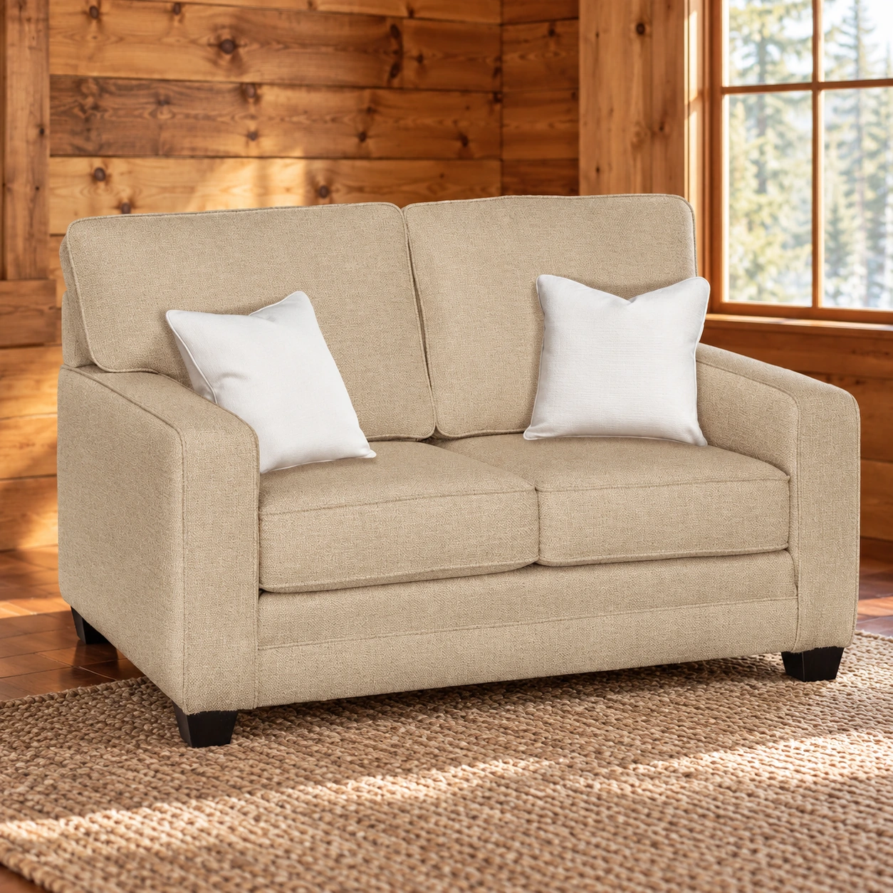 Willow Glen Track-Arm Fabric Loveseat in a cabin living room