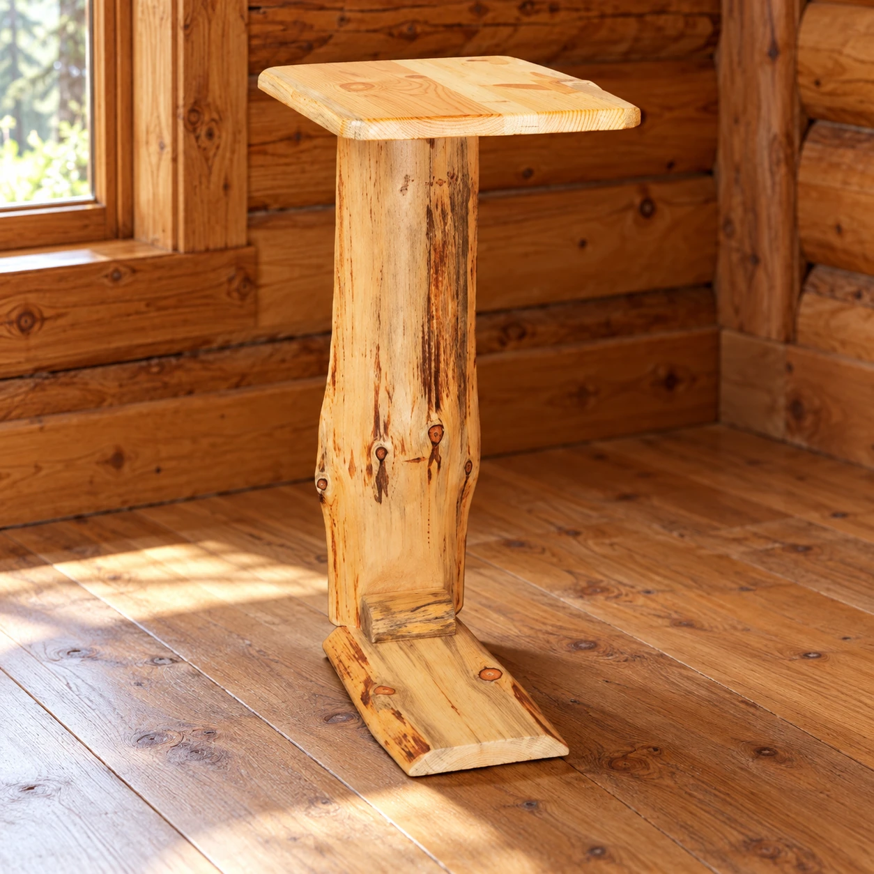 Timber Hollow Rustic Pine Sofa Server Table in a cabin living