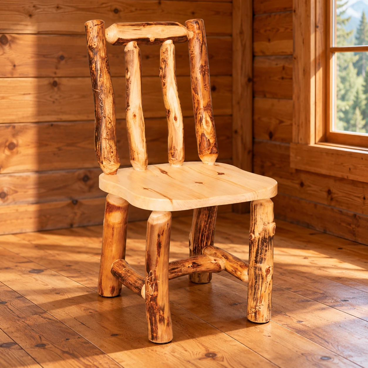 Timber Hollow Aspen Spindle Dining Chair in a cabin dining