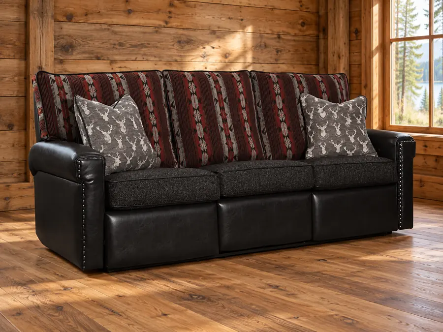 Forestbrook Reclining Sofa in a cabin