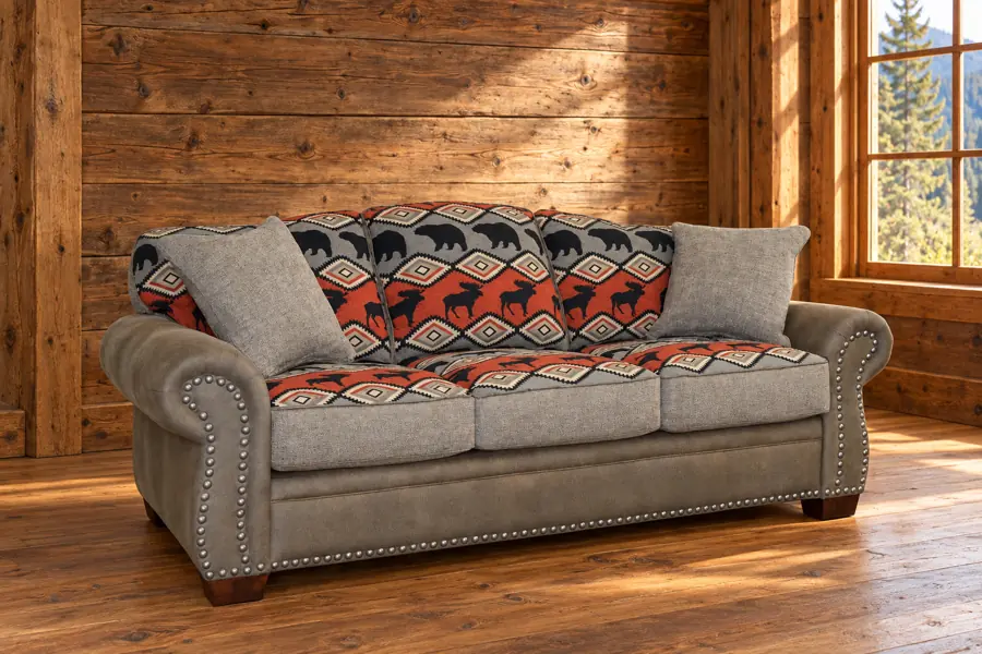 Mountainview Sofa in a cabin