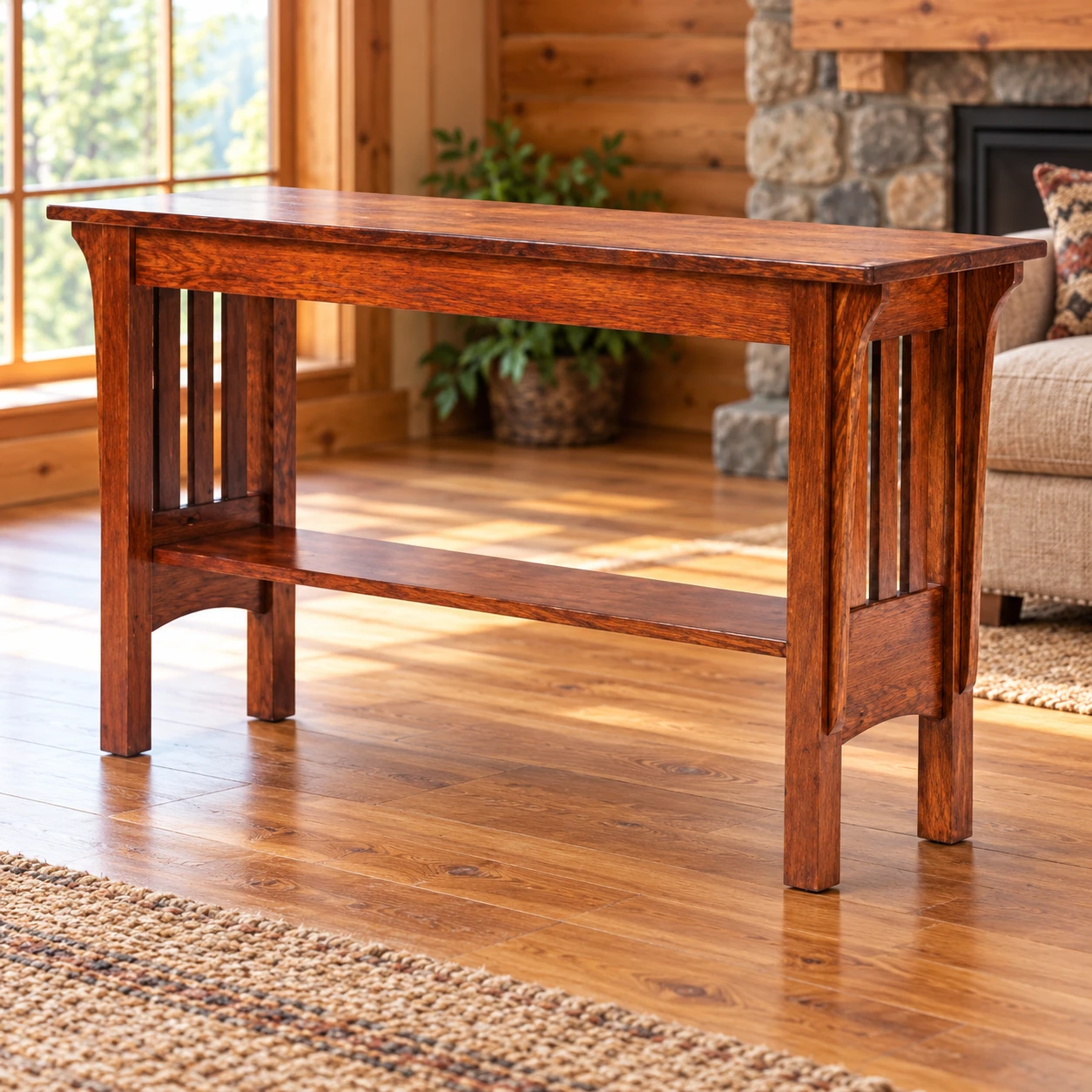 Ridgefield Sofa Console Table in a cabin
