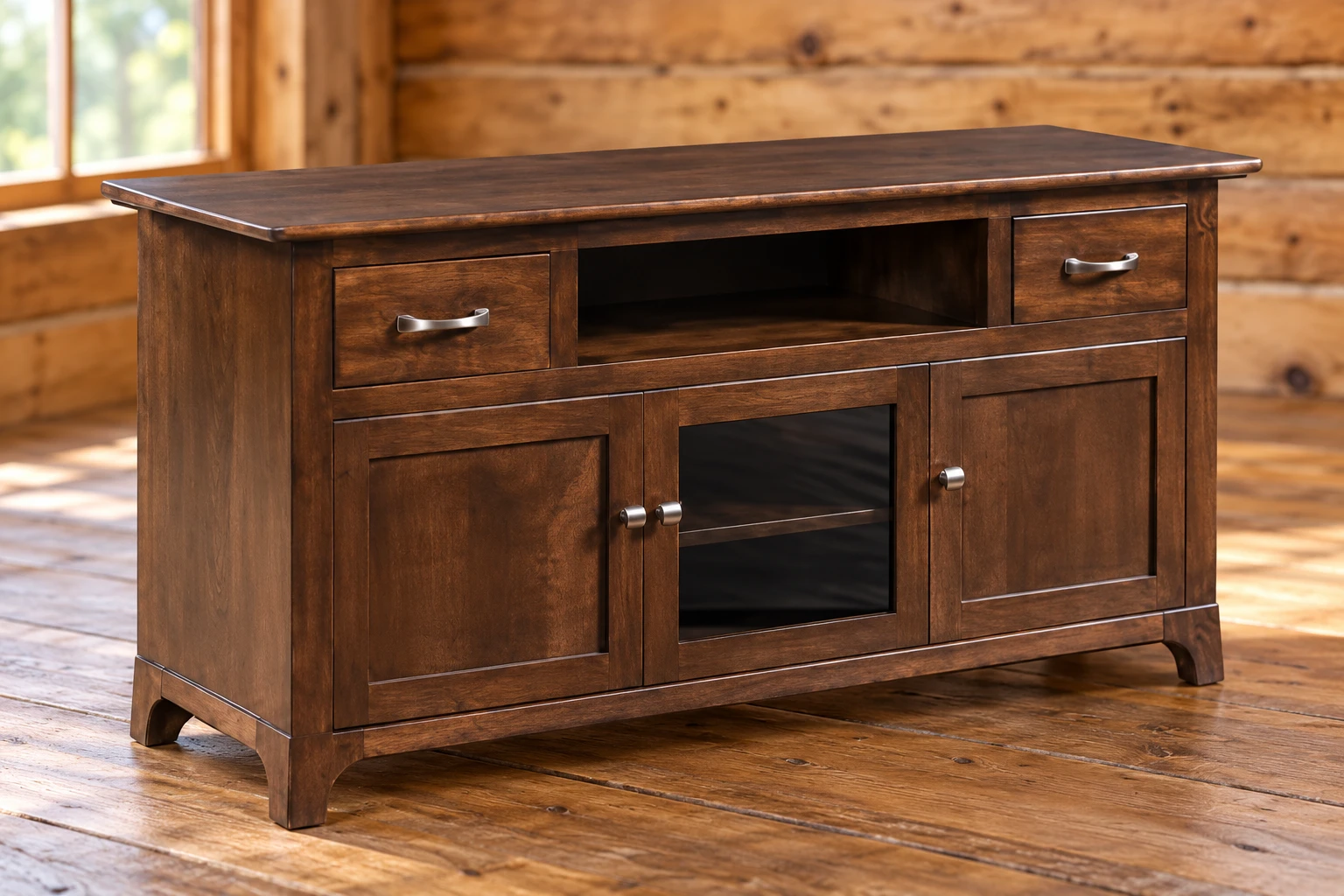 Meadow Glen 60-Inch TV Console in a cabin