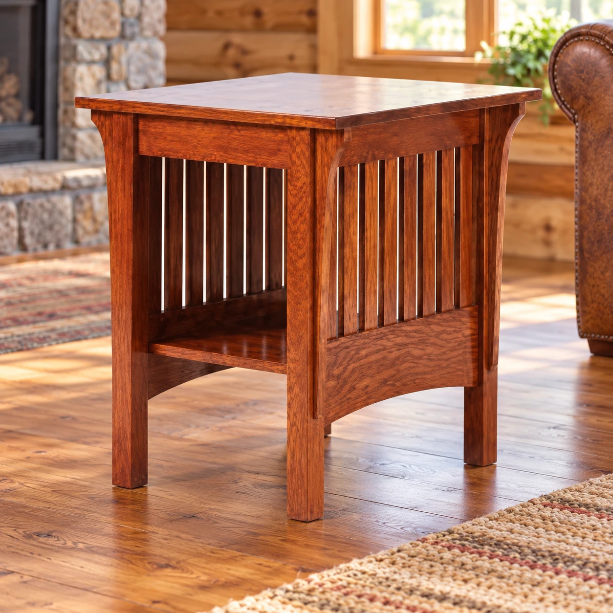 Ridgefield End Table in a cabin