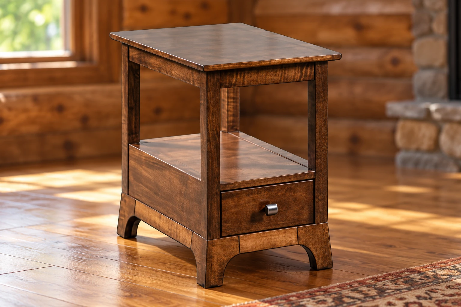 Meadow Glen Chairside End Table in a cabin
