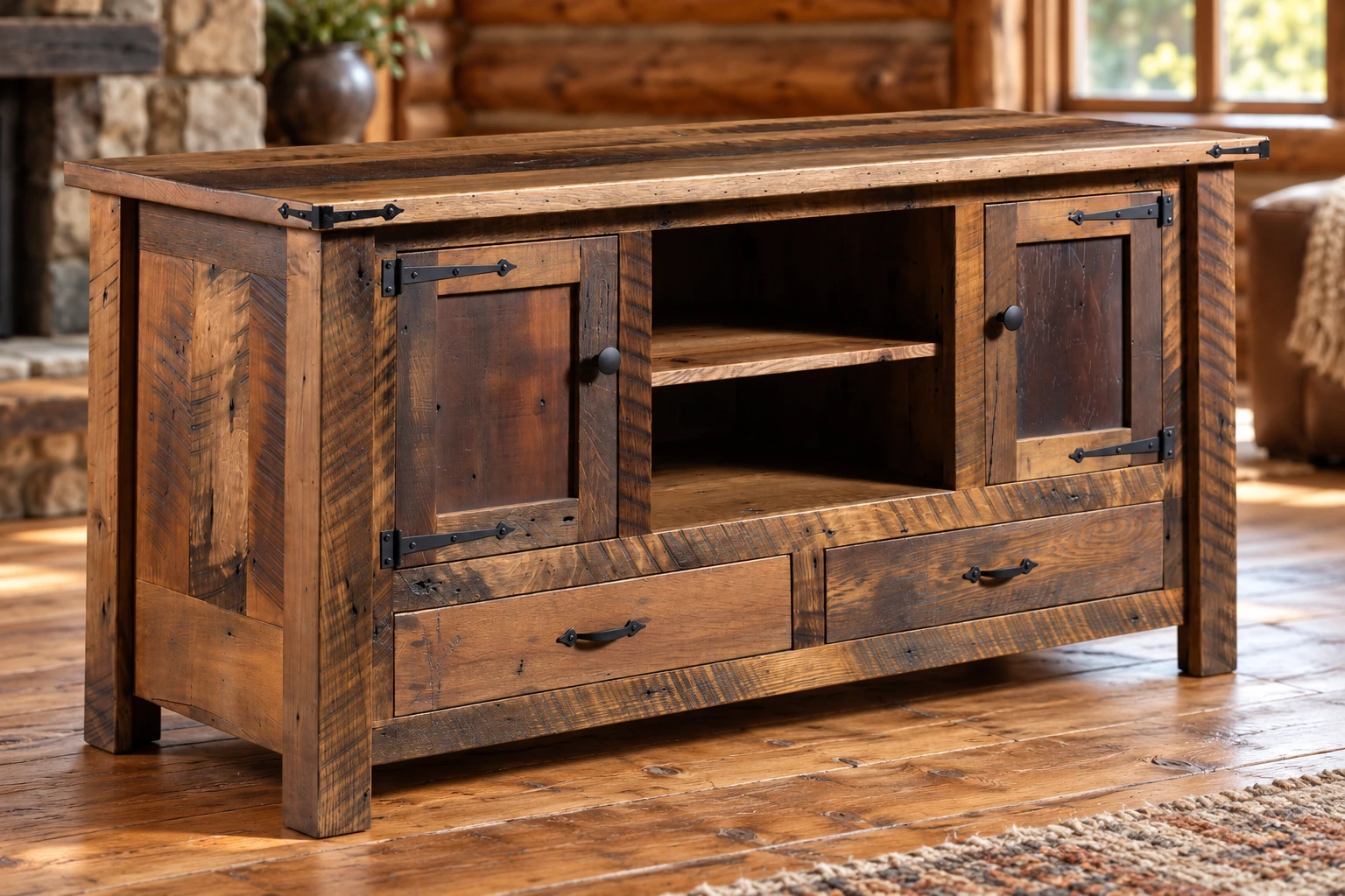 Canyon Trail 60-Inch TV Console in a cabin