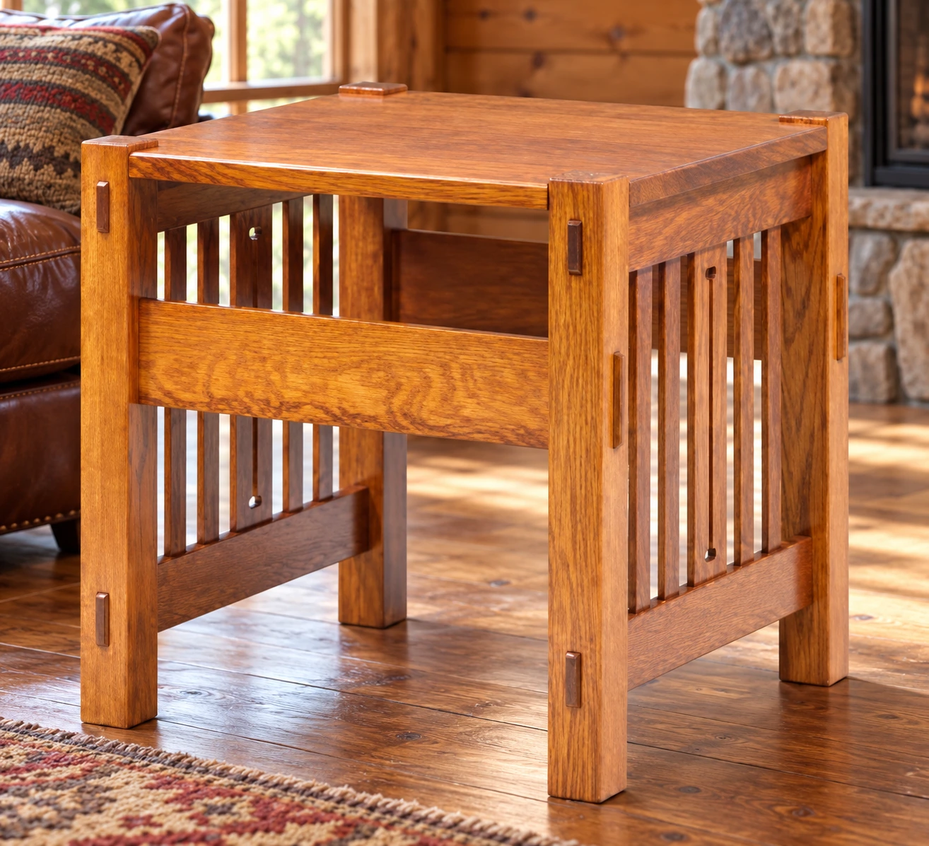 Oak Hollow End Table in a cabin