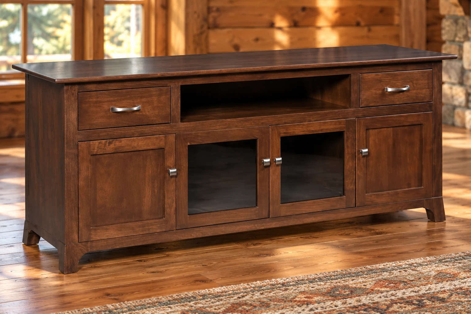 Meadow Glen 72-Inch TV Console in a cabin