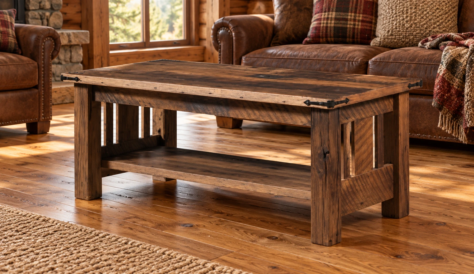 Timber Fork Coffee Table in a cabin