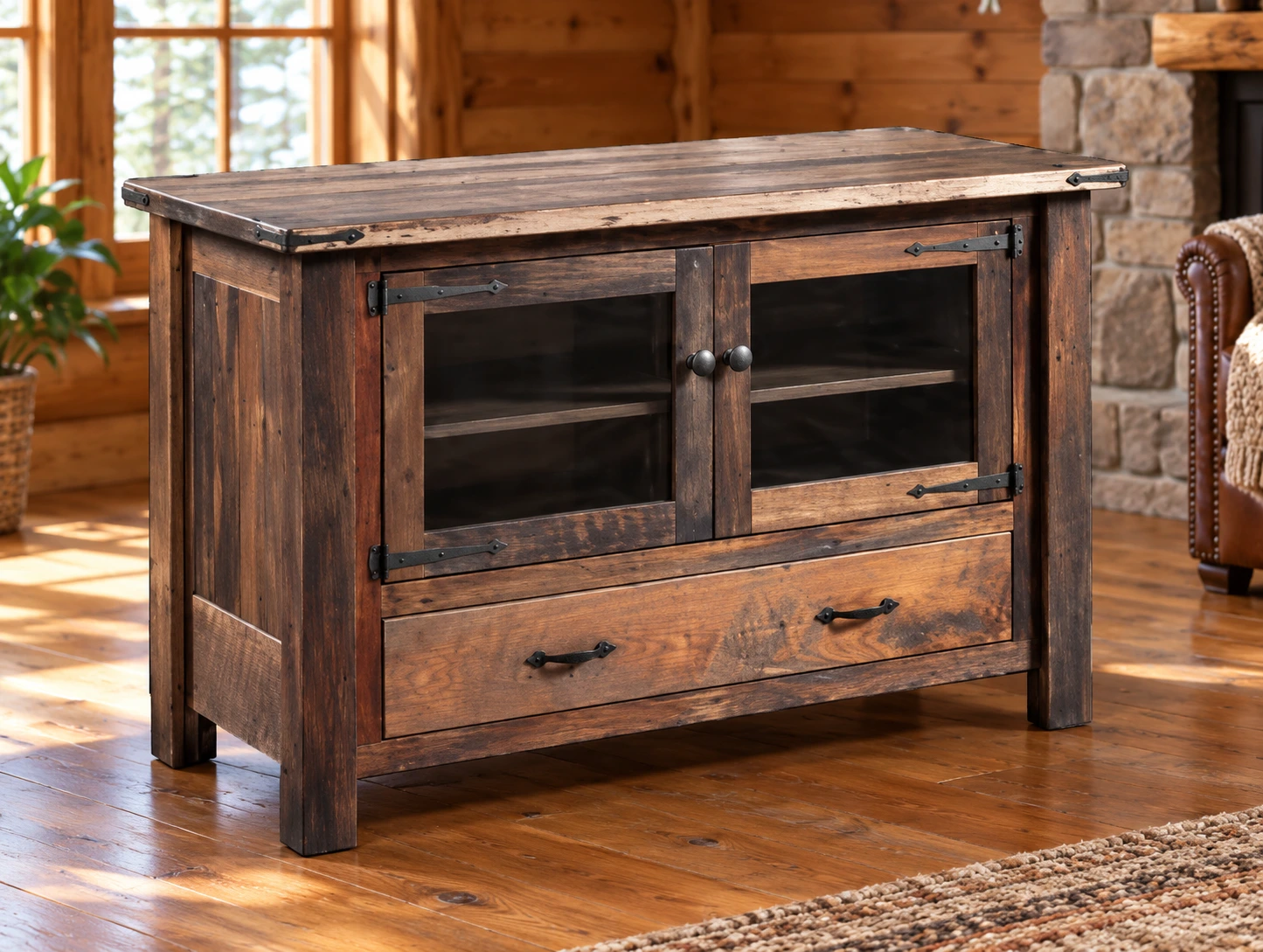Timber Fork 48-Inch TV Console in a cabin