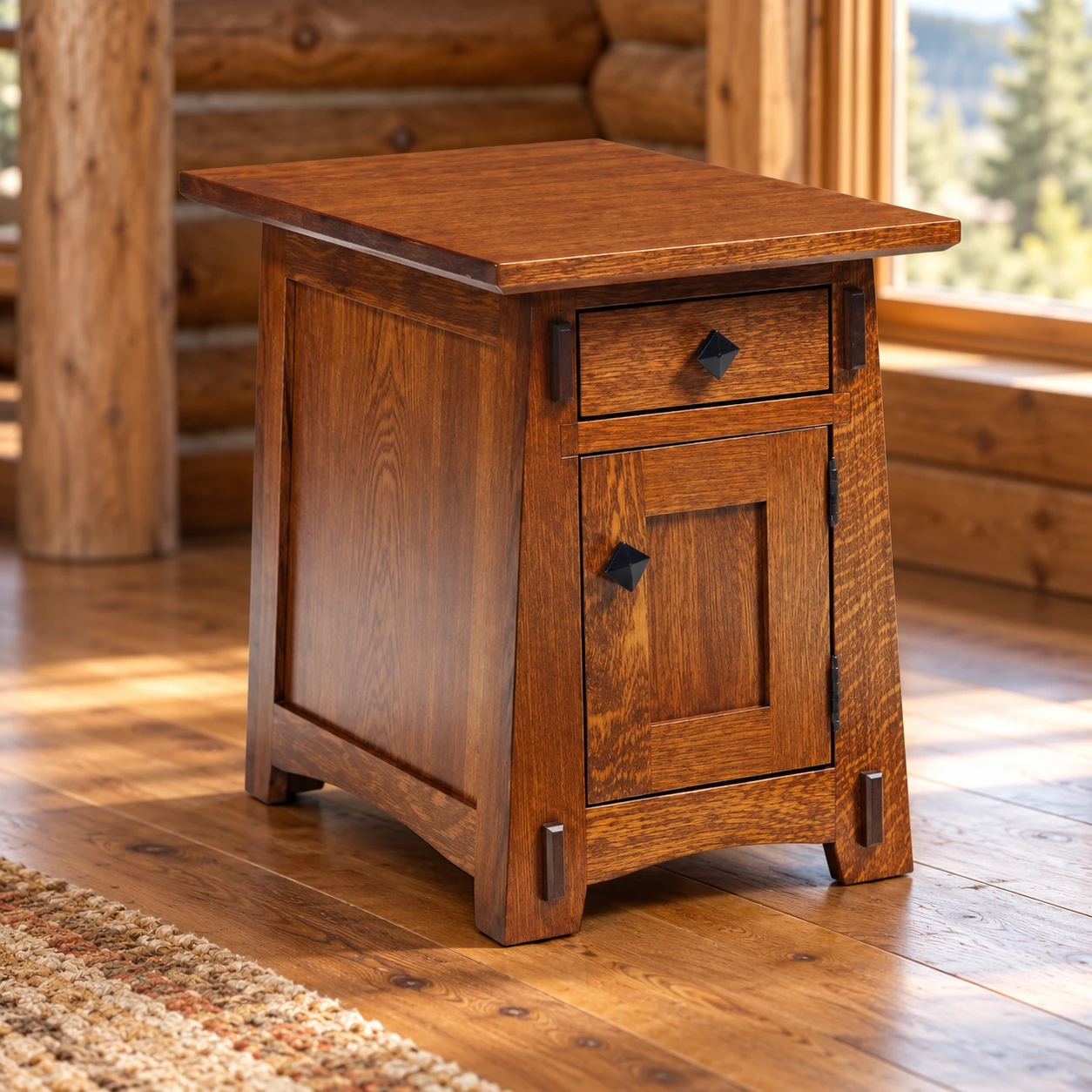 Stonebridge Chairside Cabinet Table in a cabin