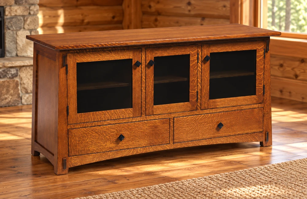 Stonebridge 60-Inch Three-Glass-Door TV Console