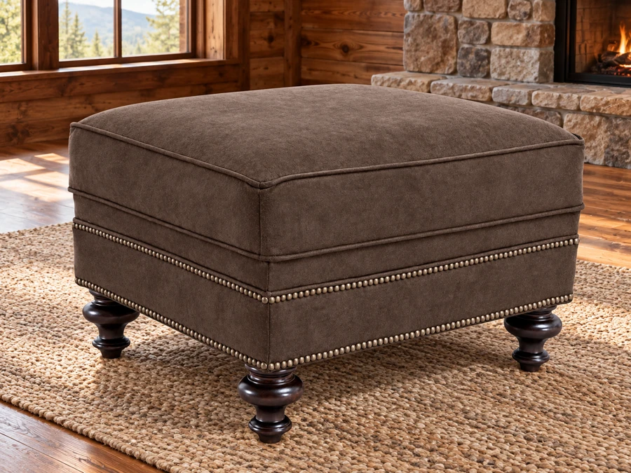 Laurelwood Ottoman in a cabin