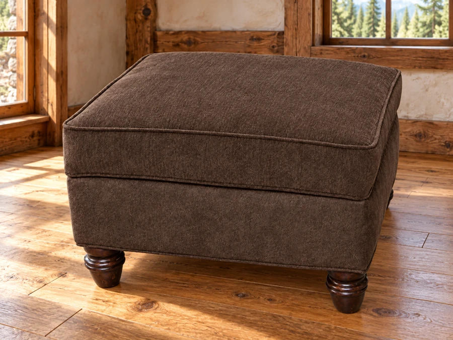 Timbercrest Storage Ottoman in a cabin