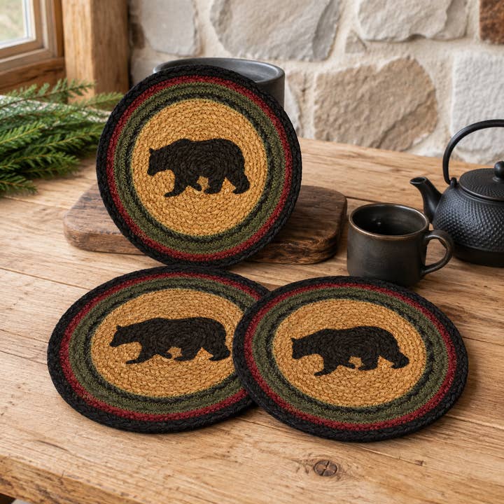 Woodland Bear Braided Trivets — Set of 3