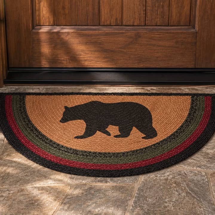 Bear Braided Half-Circle Rug — 16½ × 33