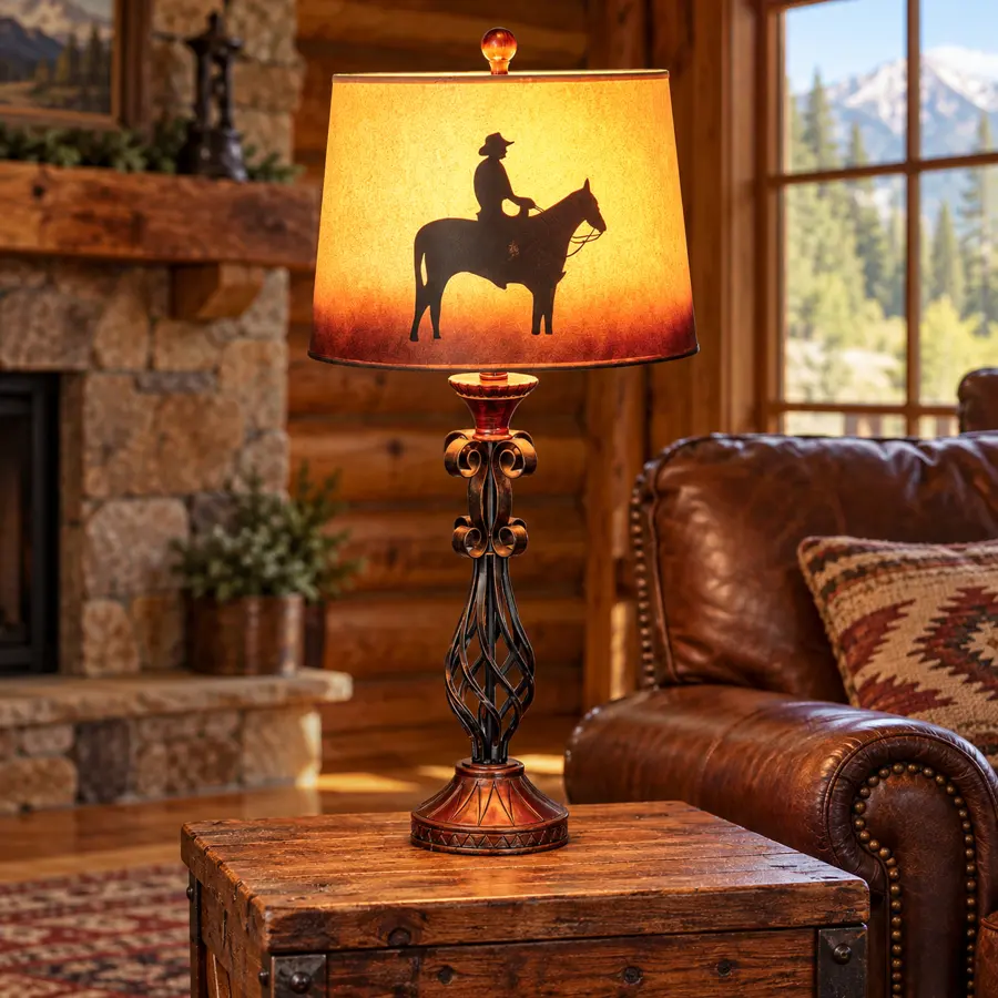 Ranch Dusk Table Lamps — Set of 2 in a rustic cabin