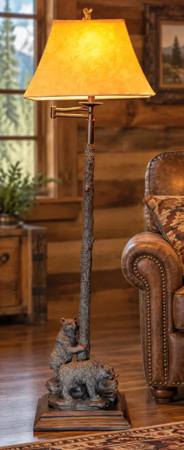 Bear Hollow Floor Lamp in a rustic cabin