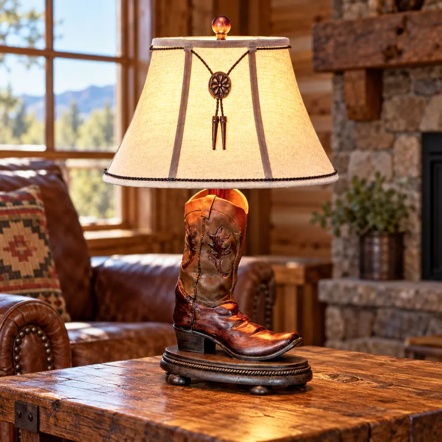 Boots and Spurs Table Lamps — Set of 2 in a rustic cabin