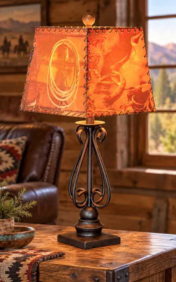 Lariat Ridge Table Lamps — Set of 2 in a rustic cabin